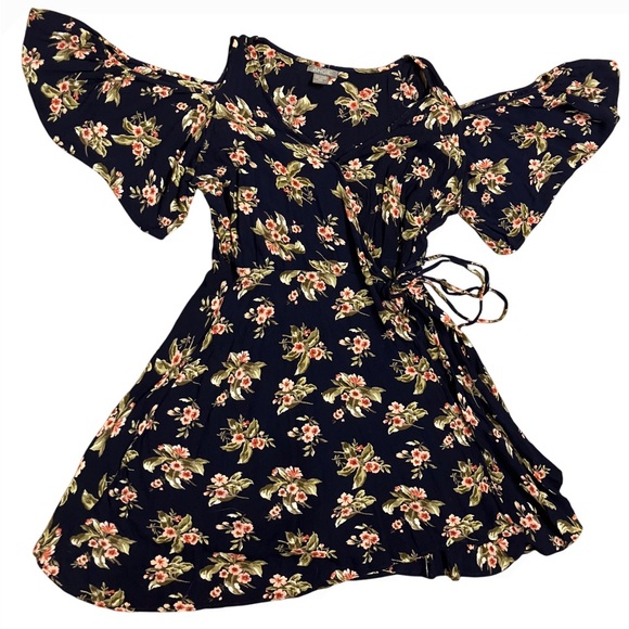 Angie Tops - Angie Womens Floral Top Size L Open Shoulder Tie Front Cottagecore Fairy Grunge